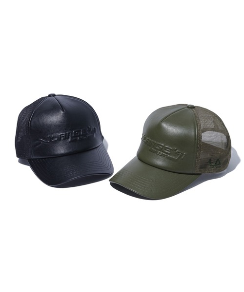 XLARGE(エクストララージ)の「FAUX LEATHER MESH CAP(キャップ・メンズ・ブラック/オリーブ・ONE SIZE)」の3枚目の写真