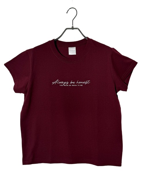 Candlestick(キャンドルスティック)の「レタリング ロゴ刺繍 コンパクトTシャツ(Tシャツ/カットソー・レディース・バーガンディー/ホワイト/ブラック/スミクロ・FREE)」の18枚目の写真