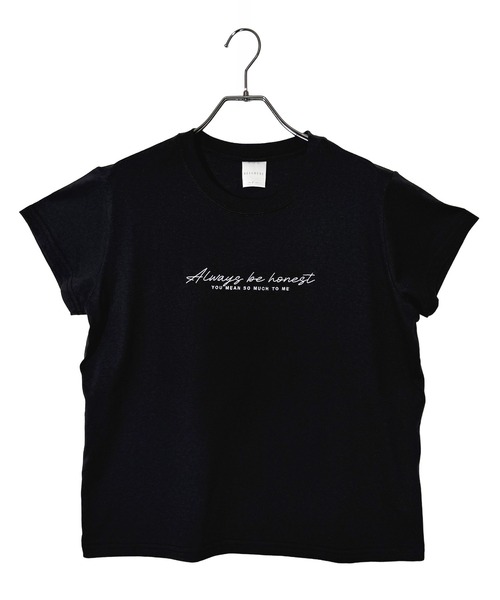 Candlestick(キャンドルスティック)の「レタリング ロゴ刺繍 コンパクトTシャツ(Tシャツ/カットソー・レディース・バーガンディー/ホワイト/ブラック/スミクロ・FREE)」の16枚目の写真