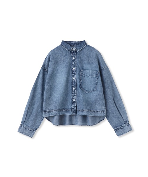 MAYSON GREY(メイソングレイ)の「ラウンドヘムデニムクロップドシャツ(シャツ/ブラウス・レディース・ブルー/ネイビー・M)」の9枚目の写真