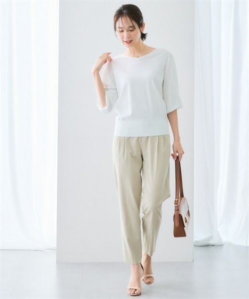 7days Life Styling（セブンデイズライフスタイリング）の「【UVカット/接触冷感】ドライタッチストレッチテーパードパンツ（その他パンツ・レディース・ベージュ/ブラック・3L/L/M/S/LL）」の3枚目の写真