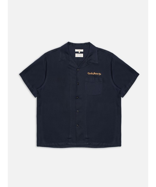 【新品】50%OFF ヌーディージーンズ ネイビー ボーリングシャツSサイズ セール】Nudie Jeans/ヌーディージーンズ Arthur Bowling Shirt 8