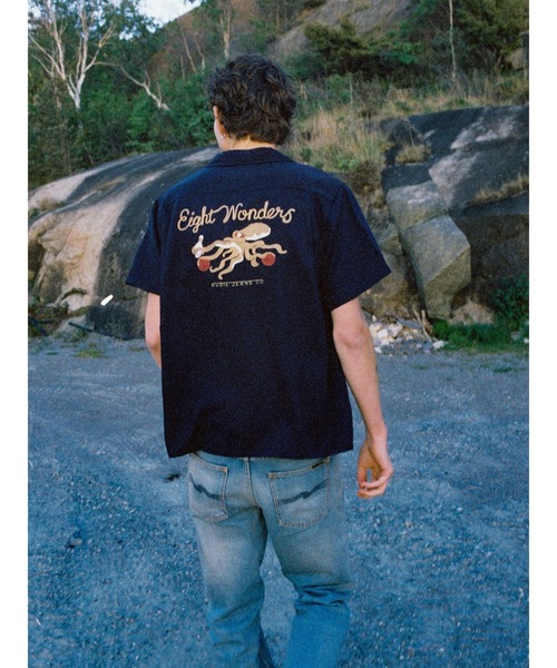 Nudie Jeans（ヌーディージーンズ）の「Nudie Jeans/ヌーディージーンズ Arthur Bowling Shirt 8 Wonders / ボーリングシャツ（シャツ/ブラウス・メンズ・ネイビー・M/L/XL）」の4枚目の写真
