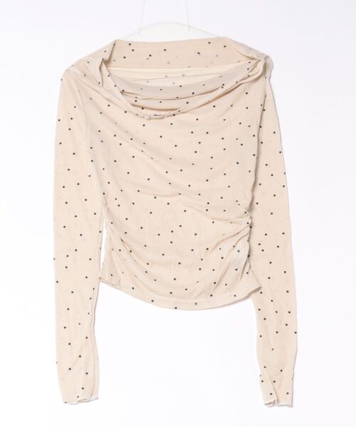 Ritzy(リッツィー)の「ドット柄 ドレープネックカットソー(Tシャツ/カットソー・レディース・グレー/ベージュ・M/L)」の4枚目の写真