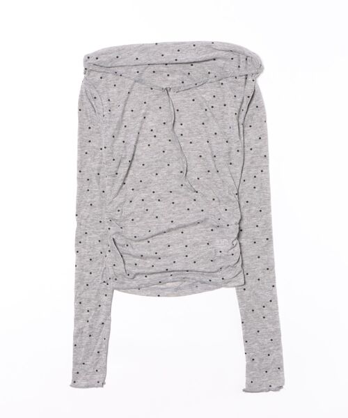 Ritzy(リッツィー)の「ドット柄 ドレープネックカットソー(Tシャツ/カットソー・レディース・グレー/ベージュ・M/L)」の3枚目の写真
