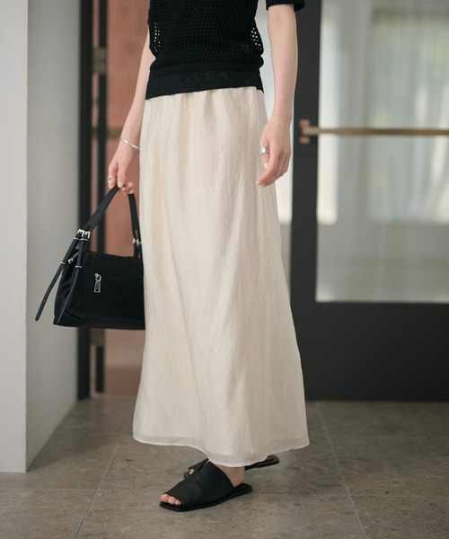 LAULEN(ローレン)の「sheer back slit long skirt /シアーバックスリットロングスカート(スカート・レディース・アイボリー/ブラック・FREE)」の17枚目の写真