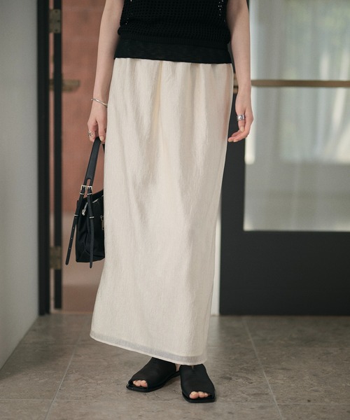 LAULEN(ローレン)の「sheer back slit long skirt /シアーバックスリットロングスカート(スカート・レディース・アイボリー/ブラック・FREE)」の18枚目の写真