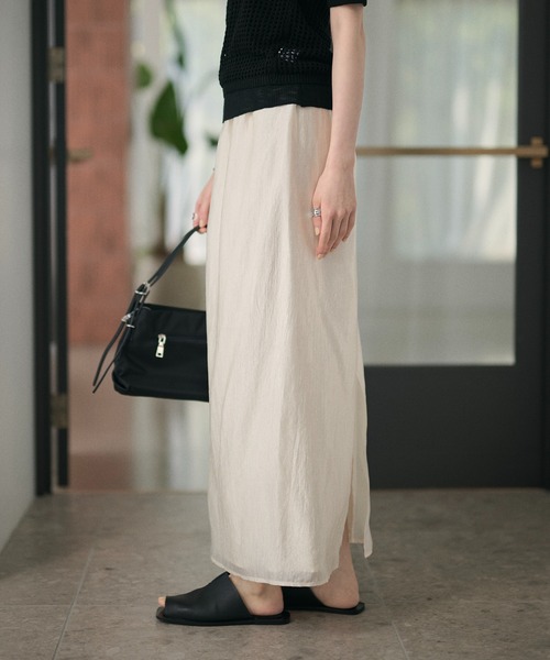LAULEN(ローレン)の「sheer back slit long skirt /シアーバックスリットロングスカート(スカート・レディース・アイボリー/ブラック・FREE)」の19枚目の写真