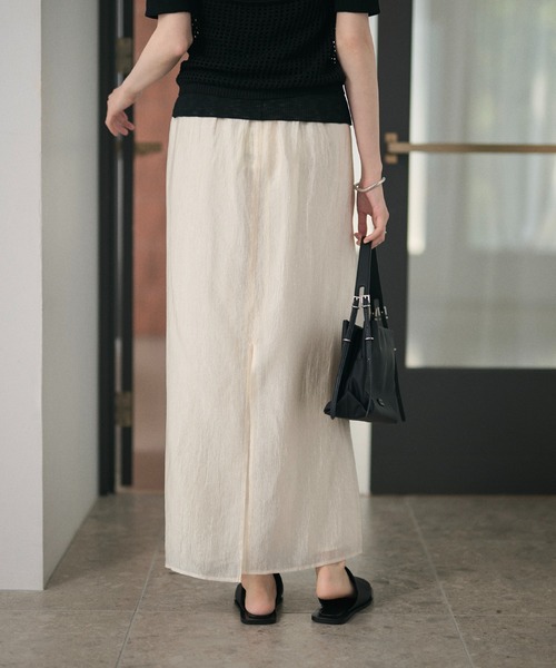 LAULEN(ローレン)の「sheer back slit long skirt /シアーバックスリットロングスカート(スカート・レディース・アイボリー/ブラック・FREE)」の10枚目の写真