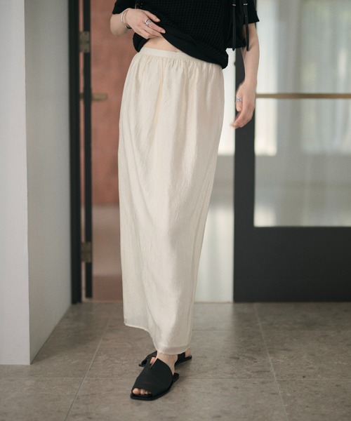 LAULEN(ローレン)の「sheer back slit long skirt /シアーバックスリットロングスカート(スカート・レディース・アイボリー/ブラック・FREE)」の12枚目の写真