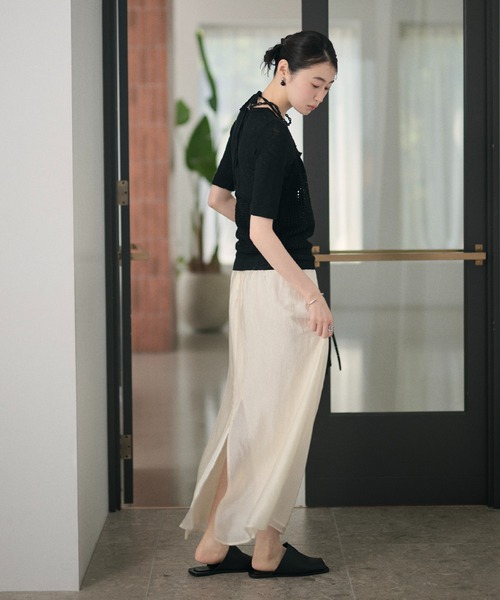 LAULEN(ローレン)の「sheer back slit long skirt /シアーバックスリットロングスカート(スカート・レディース・アイボリー/ブラック・FREE)」の13枚目の写真