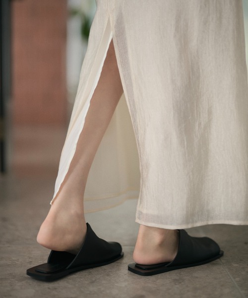 LAULEN(ローレン)の「sheer back slit long skirt /シアーバックスリットロングスカート(スカート・レディース・アイボリー/ブラック・FREE)」の8枚目の写真