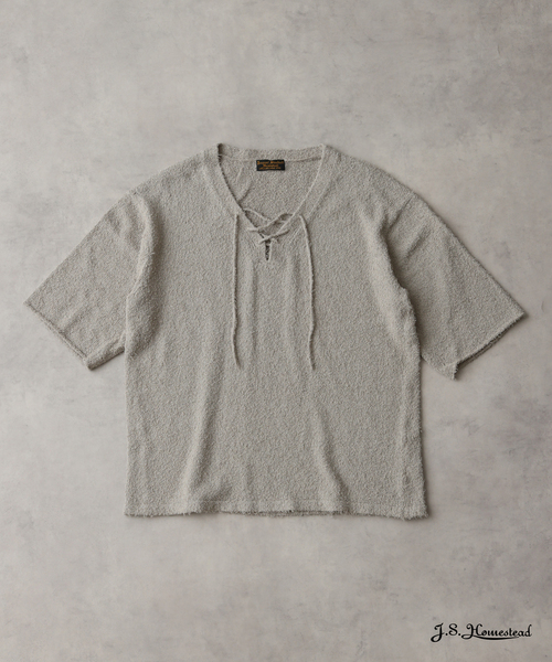 JOURNAL STANDARD J.S HOMESTEAD(ジャーナルスタンダードホームステッド)の「J.S.Homestead / レース アップ ビアード ニット(ニット/セーター・メンズ・チャコールグレー/ネイビー/ブラック・LARGE/MEDIUM)」の3枚目の写真
