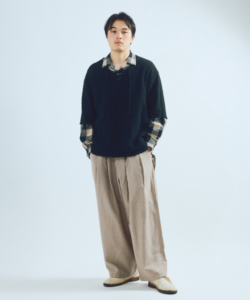 JOURNAL STANDARD J.S HOMESTEAD(ジャーナルスタンダードホームステッド)の「J.S.Homestead / レース アップ ビアード ニット(ニット/セーター・メンズ・チャコールグレー/ネイビー/ブラック・LARGE/MEDIUM)」の8枚目の写真