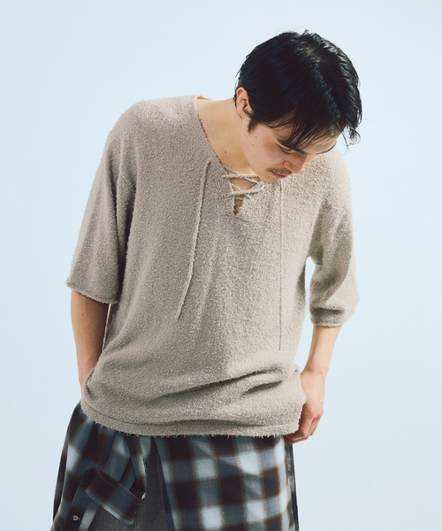 JOURNAL STANDARD J.S HOMESTEAD(ジャーナルスタンダードホームステッド)の「J.S.Homestead / レース アップ ビアード ニット(ニット/セーター・メンズ・チャコールグレー/ネイビー/ブラック・LARGE/MEDIUM)」の19枚目の写真