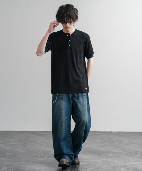 KRIFF MAYER(クリフメイヤー)の「KRIFF MAYER クリフメイヤー ワンポイントロゴ針抜きヘンリーネックTシャツ 2545102(Tシャツ/カットソー・メンズ・オフホワイト/ブラック・M/L/XL)」の21枚目の写真