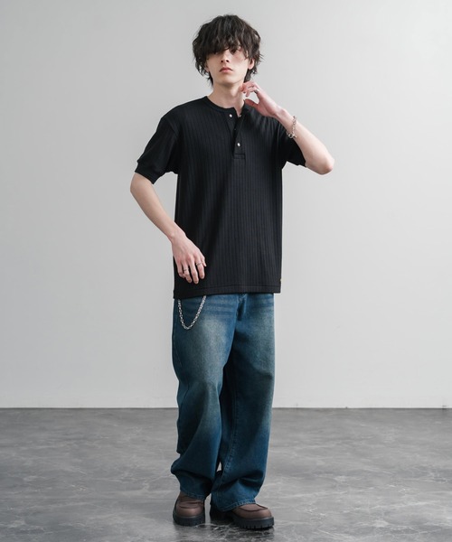 KRIFF MAYER(クリフメイヤー)の「KRIFF MAYER クリフメイヤー ワンポイントロゴ針抜きヘンリーネックTシャツ 2545102(Tシャツ/カットソー・メンズ・オフホワイト/ブラック・M/L/XL)」の20枚目の写真