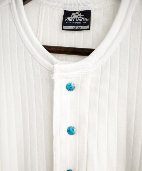 KRIFF MAYER(クリフメイヤー)の「KRIFF MAYER クリフメイヤー ワンポイントロゴ針抜きヘンリーネックTシャツ 2545102(Tシャツ/カットソー・メンズ・オフホワイト/ブラック・M/L/XL)」の11枚目の写真