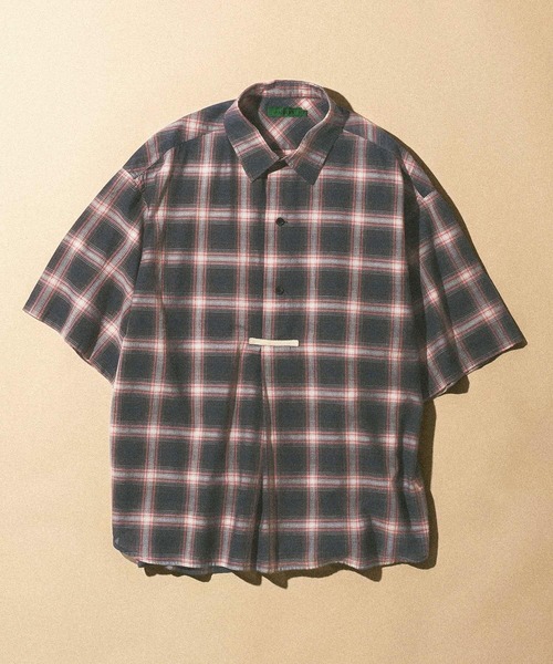 ANDSEWN (アンドソーン)】チェックプルオーバー半袖シャツ（シャツ