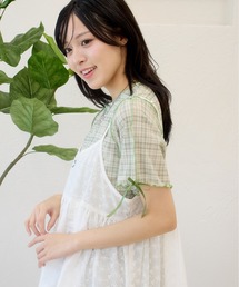 kutir（クティール）の「半袖アソート袖リボンシアーメロートップス（Tシャツ/カットソー）」