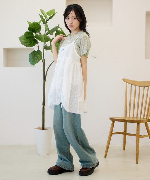 kutir(クティール)の「半袖アソート袖リボンシアーメロートップス(Tシャツ/カットソー・レディース・アイボリー/グリーン/ホワイト/オレンジ/ネイビー/ベージュ・FREE)」の22枚目の写真