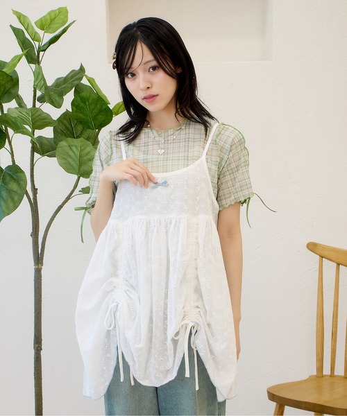 kutir(クティール)の「半袖アソート袖リボンシアーメロートップス(Tシャツ/カットソー・レディース・アイボリー/グリーン/ホワイト/オレンジ/ネイビー/ベージュ・FREE)」の17枚目の写真