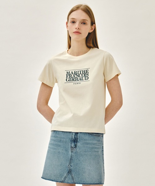 MARITHE + FRANCOIS GIRBAUD(マリテフランソワジルボー)の「W CLASSIC LOGO TEE(Tシャツ/カットソー・レディース・ヘザーグレー/クリーム/ネイビー/スカイブルー系/ホワイト/ライトピンク/ブラック/その他・SMALL/MEDIUM)」の1枚目の写真