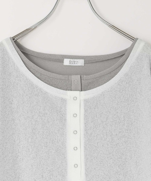 LOWRYS FARM(ローリーズファーム)の「レイヤードヘンリーSS 638392(Tシャツ/カットソー・レディース・ピンク/ブラック/ブラウン/ホワイト・FREE)」の18枚目の写真