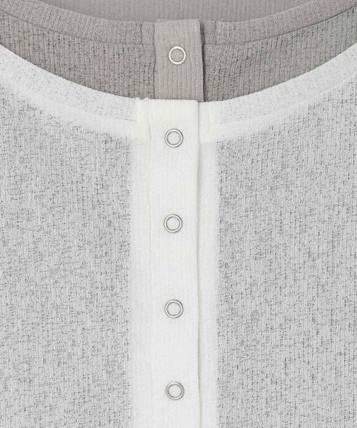LOWRYS FARM(ローリーズファーム)の「レイヤードヘンリーSS 638392(Tシャツ/カットソー・レディース・ピンク/ブラック/ブラウン/ホワイト・FREE)」の6枚目の写真