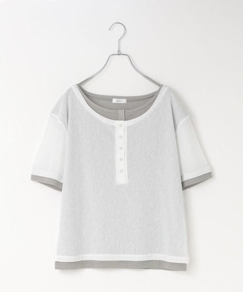 LOWRYS FARM(ローリーズファーム)の「レイヤードヘンリーSS 638392(Tシャツ/カットソー・レディース・ピンク/ブラック/ブラウン/ホワイト・FREE)」の15枚目の写真