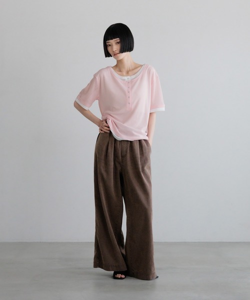 LOWRYS FARM(ローリーズファーム)の「レイヤードヘンリーSS 638392(Tシャツ/カットソー・レディース・ピンク/ブラック/ブラウン/ホワイト・FREE)」の12枚目の写真