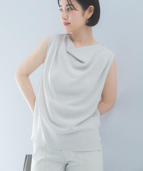 URBAN RESEARCH ROSSO WOMEN（アーバンリサーチ　ロッソ）の「クールタッチ 防シワドレープブラウス（シャツ/ブラウス・レディース・ミント/ブルー系その他/グレー系その他・FREE）」の5枚目の写真