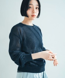 ＴＨＲＥＥ　ＦＩＦＴＹ　ＳＴＡＮＤＡＲＤ　国産の和紙混ニットプルオーバー〈ネイビー〉