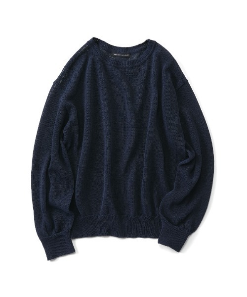 THREE FIFTY STANDARD(スリーフィフティースタンダード)の「THREE FIFTY STANDARD 国産の和紙混ニットプルオーバー〈ネイビー〉(ニット/セーター・レディース・ネイビー・LL/L/M/3L)」の6枚目の写真