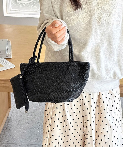 Doux Belle（ドゥーベル）の「ミニバッグ付き 編み込みデザインハンドバッグ（ハンドバッグ・レディース・シルバー/オフホワイト/ブラック・FREE）」の18枚目の写真