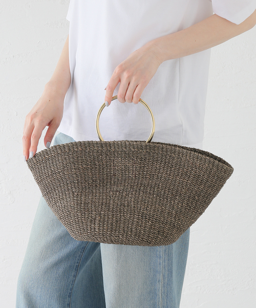 La TOTALITE（ラトータリテ）の「COTTO/コット メタルハンドル アバカバッグ（ショルダーバッグ・レディース・ブラウン/ベージュ・FREE）」の3枚目の写真