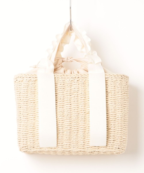 BONLECILL Marche（ボンルシールマルシェ）の「【BONLECILL Marche】フリルハンドル ペーパーバッグ/バスケット/かごバッグ/ハンドバッグ（かごバッグ・レディース・ベージュ/ブラウン・FREE）」の20枚目の写真