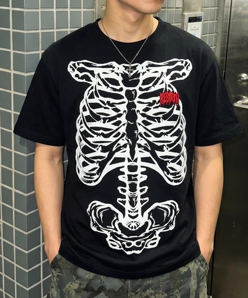 FREE DEE(フリー ディー)の「A'GEM/9 × .kom 『FREEDEE/フリーディー』スケルトングラフィック Tシャツ(Tシャツ/カットソー・メンズ・チャコールグレー/ブラック/カーキ・L/M)」の6枚目の写真
