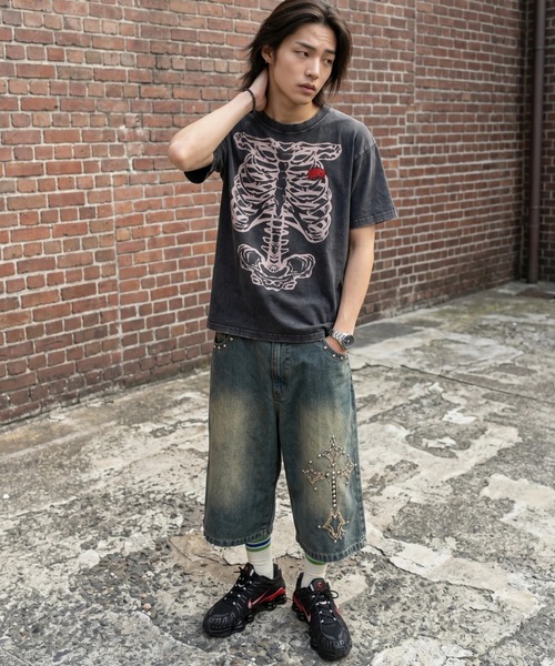 FREE DEE(フリー ディー)の「A'GEM/9 × .kom 『FREEDEE/フリーディー』スケルトングラフィック Tシャツ(Tシャツ/カットソー・メンズ・チャコールグレー/ブラック/カーキ・L/M)」の16枚目の写真