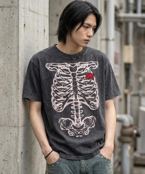 FREE DEE(フリー ディー)の「A'GEM/9 × .kom 『FREEDEE/フリーディー』スケルトングラフィック Tシャツ(Tシャツ/カットソー・メンズ・チャコールグレー/ブラック/カーキ・L/M)」の14枚目の写真