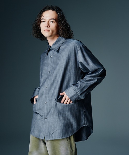 glamb(グラム)の「Suit Fabric Oversize Shirt / スーツファブリックオーバーサイズシャツ(シャツ/ブラウス・メンズ・ブラック/ブラック系その他/グレー・S/M/L)」の1枚目の写真