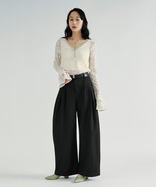 Ezick（エジック）の「Tuck balloon pants belt set / タックバルーンパンツ【ベルト付】（スラックス・レディース・チャコール/ブラック・FREE）」の7枚目の写真