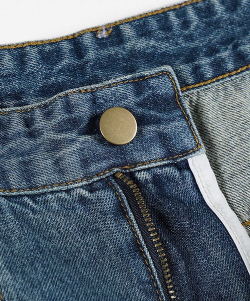 HOOK(フック)の「HOOK ヴィンテージウォッシュ カットオフ切替 バギーデニム ワイドパンツ ユニセックス(デニムパンツ・メンズ・インディゴブルー・L/M)」の20枚目の写真