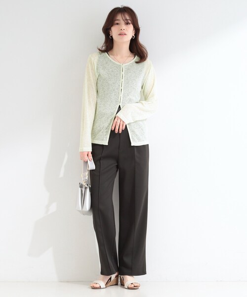 SHOO・LA・RUE（シューラルー）の「メランジ調ニットソーシアーカーディガン（カーディガン/ボレロ・レディース・ライトグリーン/アイボリー/ブラウン系・01/02/03/04）」の10枚目の写真