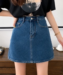 台形デニムミニスカート