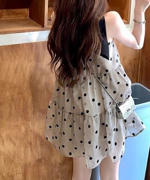 CHUL(チュル)の「ドットチュールティアードミニワンピース(ワンピース・レディース・ベージュ・X-LARGE/LARGE/MEDIUM/SMALL)」の3枚目の写真
