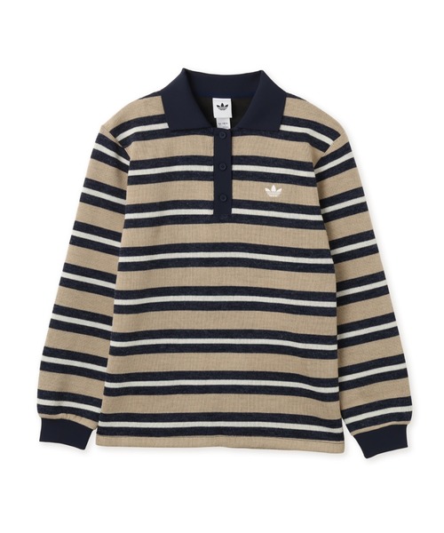 adidas（アディダス）の「adidas STRIPE KNITTED POLO / アディダス ストライプ ニット ポロ（ポロシャツ・レディース・ベージュ系その他・L/M/S）」の4枚目の写真