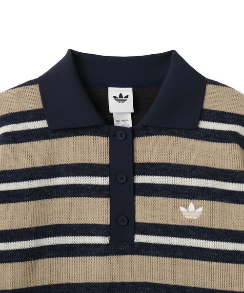 adidas（アディダス）の「adidas STRIPE KNITTED POLO / アディダス ストライプ ニット ポロ（ポロシャツ・レディース・ベージュ系その他・L/M/S）」の3枚目の写真