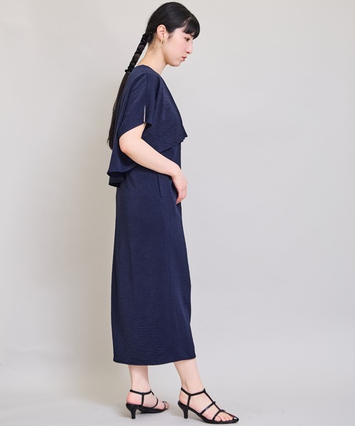 LHELBIE(レルビエ)の「ハーフジップケープワンピ(サロペット/オーバーオール・レディース・ブラック/ネイビー/ブラウン・M)」の15枚目の写真