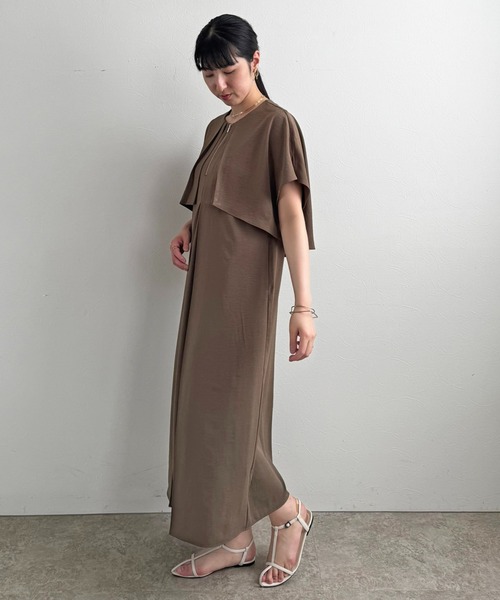 LHELBIE(レルビエ)の「ハーフジップケープワンピ(サロペット/オーバーオール・レディース・ブラック/ネイビー/ブラウン・M)」の16枚目の写真